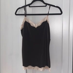 Beautiful chocolate velvet & cream lace LOFT tank